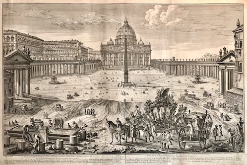 Charpentier François (1734-1817) Vue de la Place et Perspective de l'Eglise de St. Pierre de Rome, avec sa colonnade et Palais du Vatican 1780 ca. Parigi 